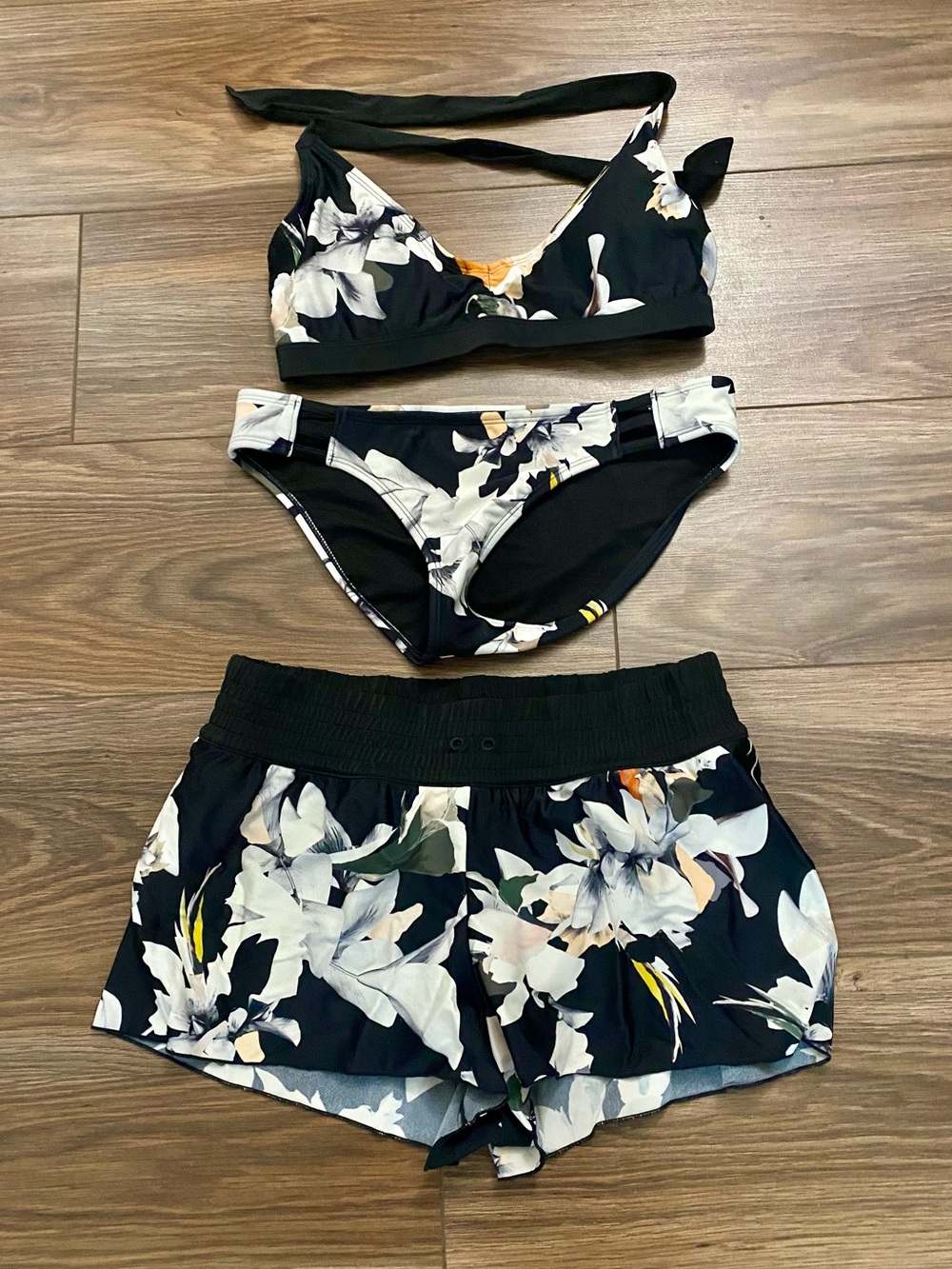 Athleta Floral Bikini Set + Swim Shorts
